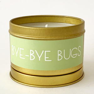 BYE-BYE BUGS - Scented Wax Candle - Gold Tin - Itsavela