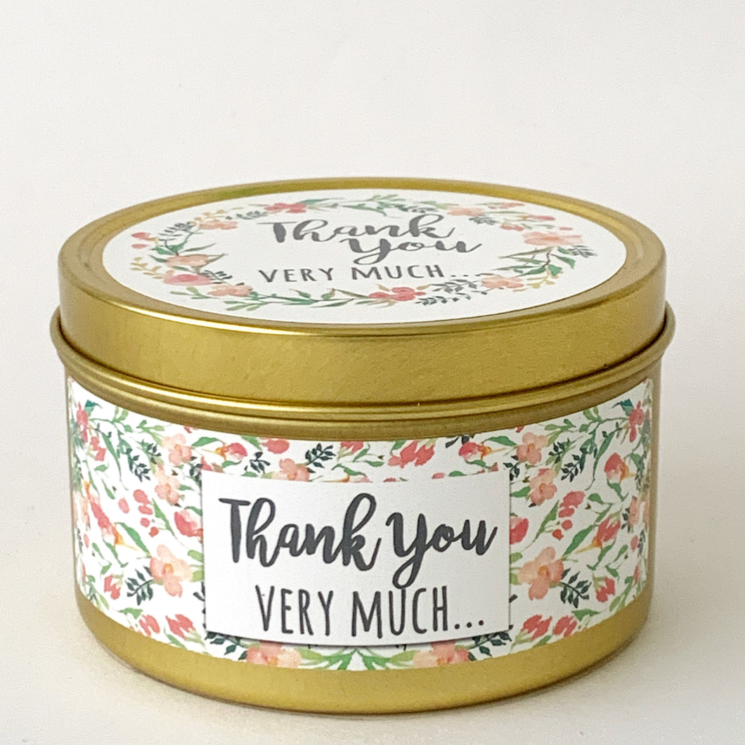 THANK YOU VERY MUCH - Scented Wax Candle - Gold Tin - Itsavela