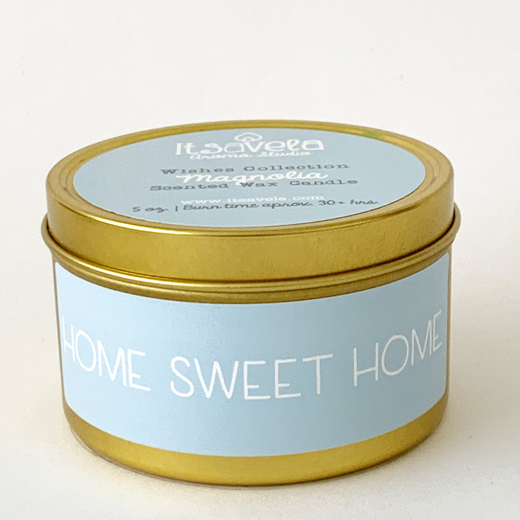 HOME SWEET HOME -Scented Wax Candle- Gold Tin - Itsavela