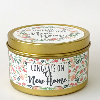 CONGRATS ON YOUR NEW HOME - Scented Wax Candle - Gold Tin - Itsavela