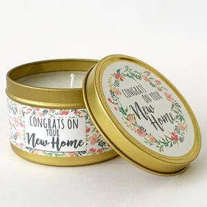 CONGRATS ON YOUR NEW HOME - Scented Wax Candle - Gold Tin - Itsavela