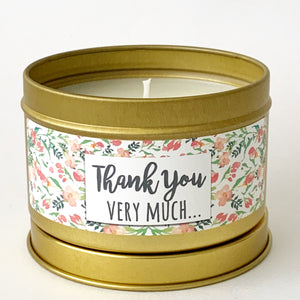 THANK YOU VERY MUCH - Scented Wax Candle - Gold Tin - Itsavela