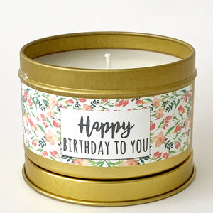 HAPPY BIRTHDAY TO YOU - Scented Wax Candle - Gold Tin - Itsavela