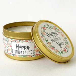 HAPPY BIRTHDAY TO YOU - Scented Wax Candle - Gold Tin - Itsavela