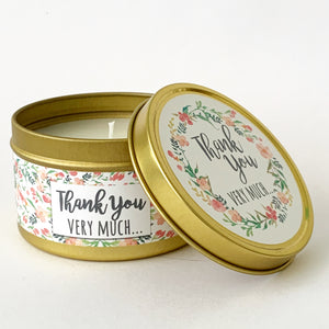 THANK YOU VERY MUCH - Scented Wax Candle - Gold Tin - Itsavela