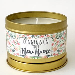 CONGRATS ON YOUR NEW HOME - Scented Wax Candle - Gold Tin - Itsavela